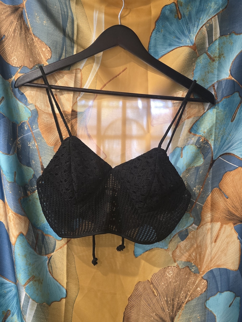 Black Crochet Look Bralette with